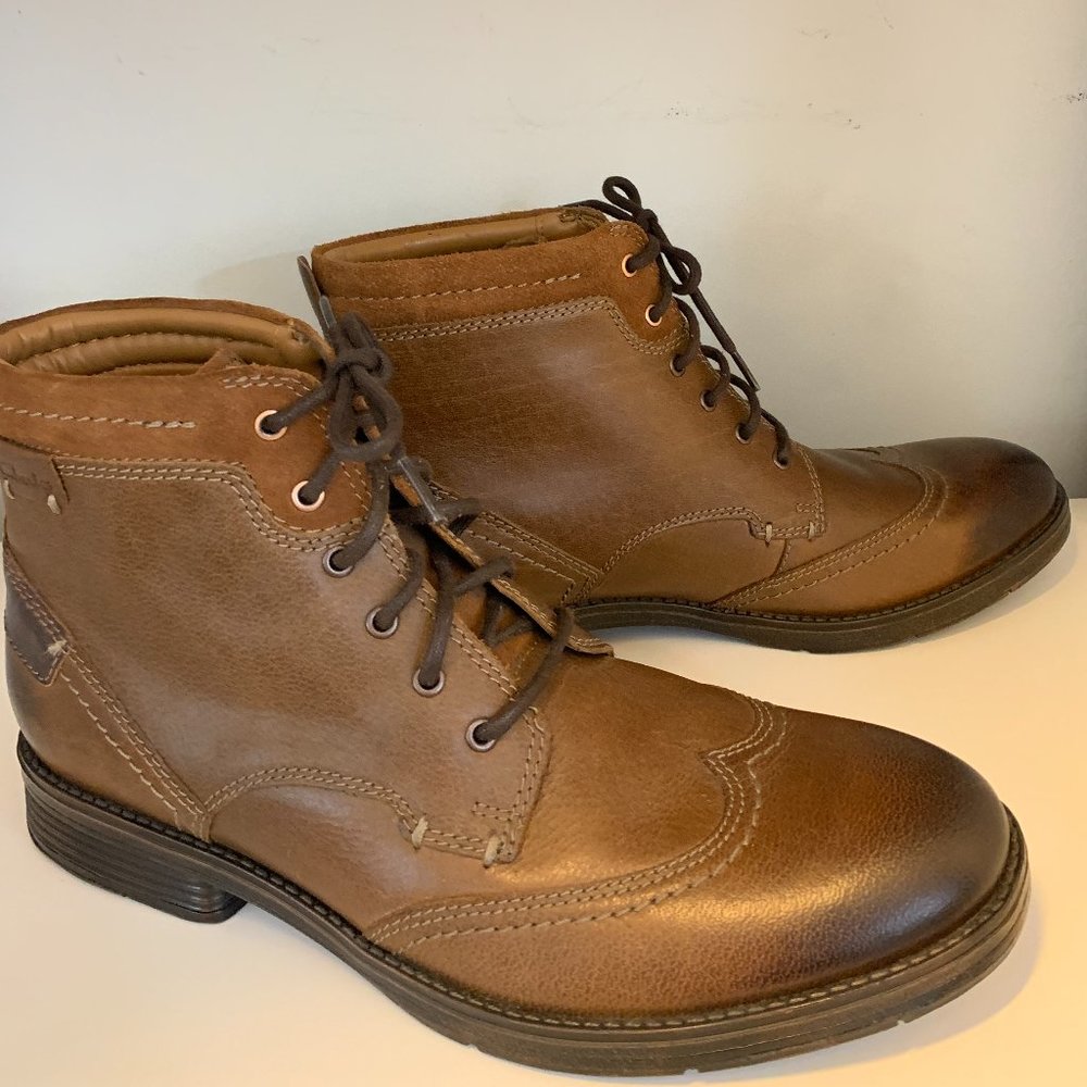 Men's Clarks Devington Leather High Lace Up Ankle Boots Size 12 M BRAND NEW